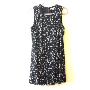 Black flare dress with floral design